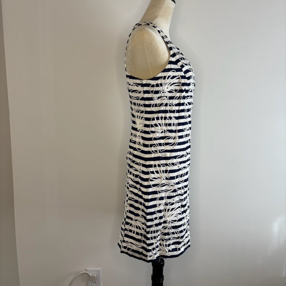 Lilly Pulitzer- Blue & White Striped Dress with Rope & Gem Details - Picture 4 of 5
